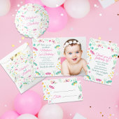 White Pastel Butterfly Girl’s Garden Photo Bedankkaart