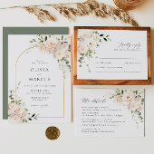 Boho Witte Rose Bloemen Salie Gouden Boog Bruiloft Save The Date