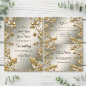 White Floral Gold  Bewaar de datum Save The Date (Personaliseer de collectie van deze zelfstandige maker.)