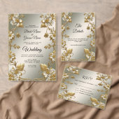 Wit Bloemgoud  Dank u kaart (Personaliseer de collectie van deze zelfstandige maker.)