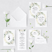 Goud geometrisch witte flora van trouwlijstnummer kaart
