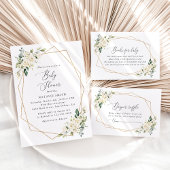 White Flowers, Cream Flowers, Boho, Baby shower All In One Uitnodiging