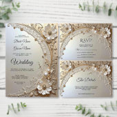 Modern White Flowers Pearls Save The Date (Personaliseer de collectie van deze zelfstandige maker.)