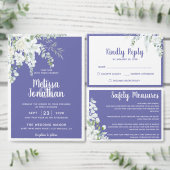 Romantische witte zachte bloem paarse bruiloft kaart (Personaliseer de collectie van deze zelfstandige maker.)