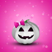 White Pumpkin Pink Girly Halloween Satijnen Lint