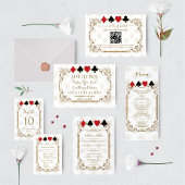 Glam Gold White Art Deco Casino Huwelijk Menu