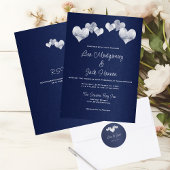 White Hearts Navy Elegant Huwelijk Etiket