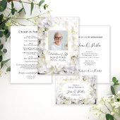 Witte Hydrangea Bloemen Begrafenisdienst Programmakaart