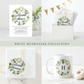 Witte Hydrangea Bloemenkrans Bruids Luncheon Ronde Sticker