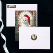 Witte Kitten met Kerstman Hoed Poster (Personaliseer de collectie van deze zelfstandige maker.)