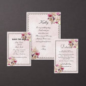 Witte Lelie Bloemen Roze Marmer Bruiloft Uitnodigi Kaart (Personaliseer de collectie van deze zelfstandige maker.)