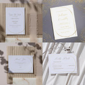 Wit Minimal Modern Arch Wedding Gold RSVP Folie Uitnodiging