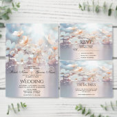 Witte perzik bloemen opslaan de datum save the date (Personaliseer de collectie van deze zelfstandige maker.)