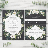 White Peony | Waterverf Floral Arch Wedding All In One Uitnodiging (Personaliseer de collectie van deze zelfstandige maker.)