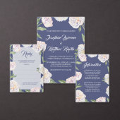 Witte Pioen Monogram Bloemen Blauwe Bruiloft Uitnodigingen Wikkel (Personaliseer de collectie van deze zelfstandige maker.)