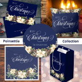 Witte kerst Poinsettia blauw Ronde Sticker