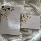 Witte Rozen & Sage Leaf Bruiloft Briefpapier Gastenboek