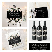 Elegant Zwart Wit Rozen Bruiloft Gastenboek