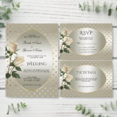 White Roses Gold Hearts Verloving Uitnodiging (Personaliseer de collectie van deze zelfstandige maker.)