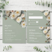 Ivory White 3D Roses Wedding Ronde Sticker (Personaliseer de collectie van deze zelfstandige maker.)