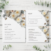 White Textured Roses | Wedding Etiket (Personaliseer de collectie van deze zelfstandige maker.)