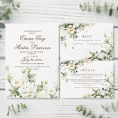 Witte Rozen bruiloft Elegant Kaart (Personaliseer de collectie van deze zelfstandige maker.)