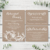 Witte  bloemenkraftpapier bruiloft RSVP-kaart RSVP Kaartje (Personaliseer de collectie van deze zelfstandige maker.)