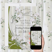 Witte aquarel Rozen geschilderd op Champagne Silk Informatiekaartje