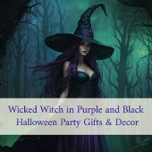 Wicked Halloween Witch in Paarse en zwarte kleuren Briefkaart