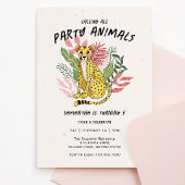 Two Wild Party Animals Cheetah Kids Birthday Party Kaart