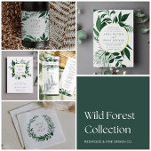 Wild Forest Green Botanical Lijst Wedding All In One Uitnodiging
