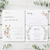 Wild Meadow Bloemen Huwelijksprogramma Handwaaier (Personaliseer de collectie van deze zelfstandige maker.)