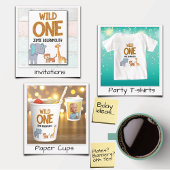 Wild One Safari Thema Jongens 1e Verjaardag Inpakpapier Vel