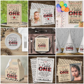 Wild One Boys Rustic Pset Lumberjack 1st Birthday Papieren Bekers
