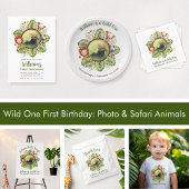 Wild One Photo Safari Animals Oerwoud 1st Birthday Wijn Etiket