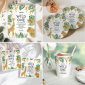 Wild One Oerwoud Safari 1ste verjaardag groene par Ronde Sticker