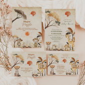 Wild One Safari Animals Boy Baby shower Kaart