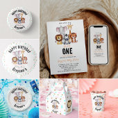 Wild One Safari Animals Boy Baby shower Servet