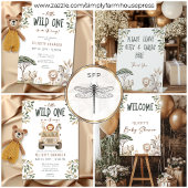 Wild One Safari Dieren Neutraal Baby shower Blank Bedankkaart
