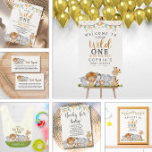 A Little Wild One Safari Animals Baby Shower Servet