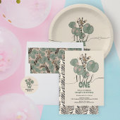 Safari Wild One Giraffe Animal Birthday Papieren Bordje