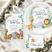 Wild One Safari Oerwoud Boys 1e verjaardagsfeestje Kaart