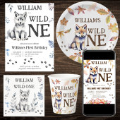 Leuke wolf welp wild een bosrijke verjaardagsfeest bedankdoosjes