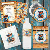 Oom om te zijn | Cowboy Teddy Bear-Baby shower Ronde Button 5,7 Cm