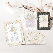 Wildflower Modern Neutral Baby shower Luier Informatiekaartje