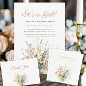 Schattige Roze Wildflower Baby in Bloom Baby showe Kaart