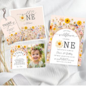 Wildflower 1e verjaardag Modern Kaart