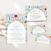 Wildflower Floral Baby shower Dank u gunst Ronde Sticker