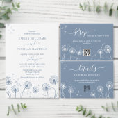 Wit Blauw Wildflower Boho Wedding Save The Date (Personaliseer de collectie van deze zelfstandige maker.)