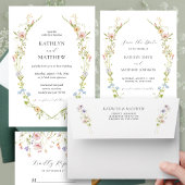 Wildbloem Elegant Modern Floral Wreath Bruiloft Save The Date